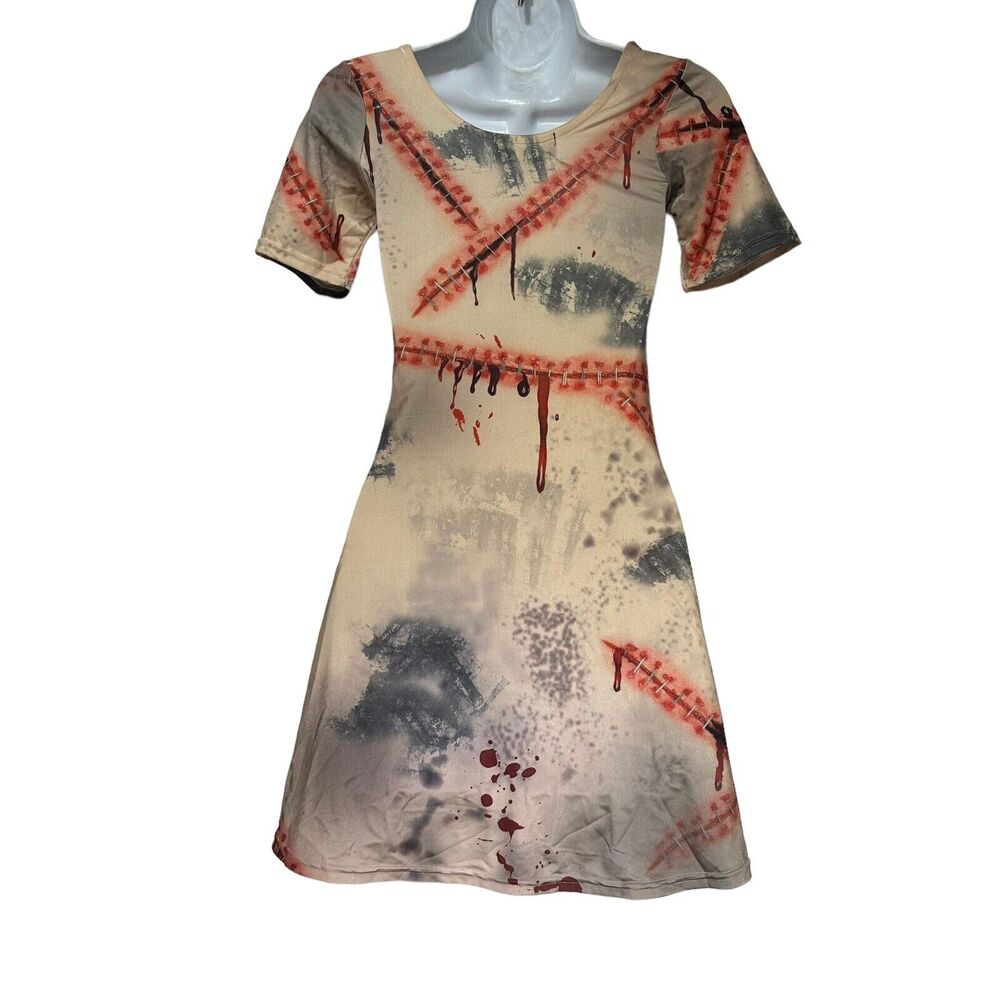 Dolls Kill Creepy Schoolgirl Bloody Scar Nude Zombie Horror Dress Size XS - Picture 4 of 9